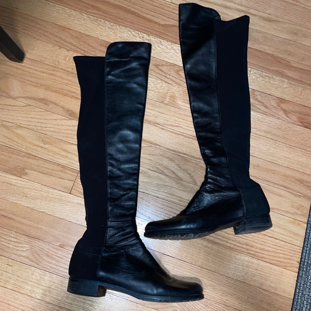 Elegant Black Leather Knee-High Boots